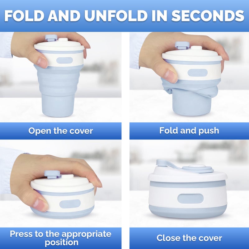 Tesorrio 2-Pack ?ollapsible Cups for Traveling Reusable - 12oz Leakproof Coffee Travel Mug  Silicone  Foldable & Portable for Hiking  Camping  Office | Lightweight Collapsible Coffee Cups for Outdoor Use - Image 5